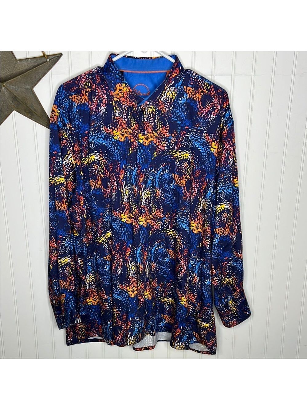 Westport Black Label Blue and Orange Long Sleeve Shirt Size 2XL